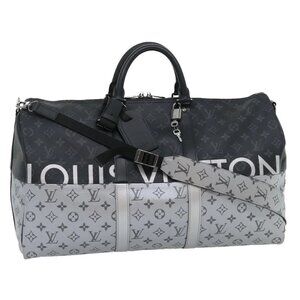 LOUIS VUITTON Eclipse Split Keepall Bandouliere 50 Boston Bag M43817 Auth 67489S